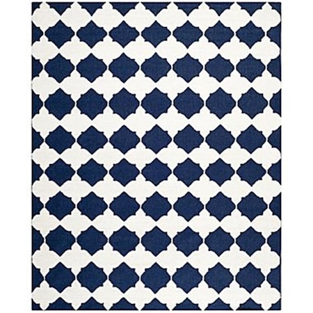 Safavieh 9 x 12 ft. Large Rectangle Contemporary Dhurries- Navy and Ivory- Flatweave Rug DHU624D-9